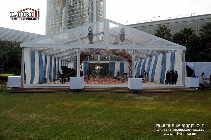 5 by 25m clear tent for outdoor events