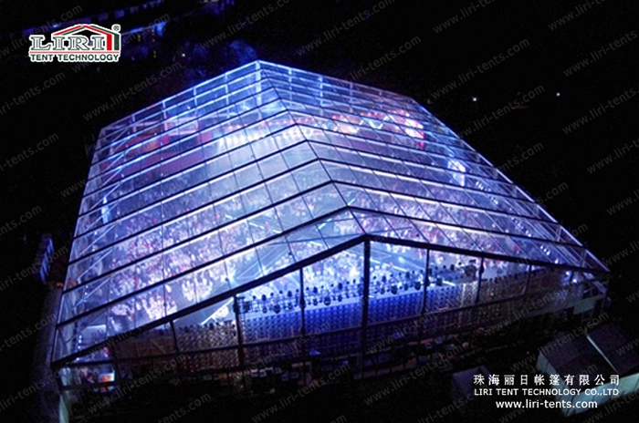 50x55m clear event tent with transparent PVC roof cover and sidewalls for music show