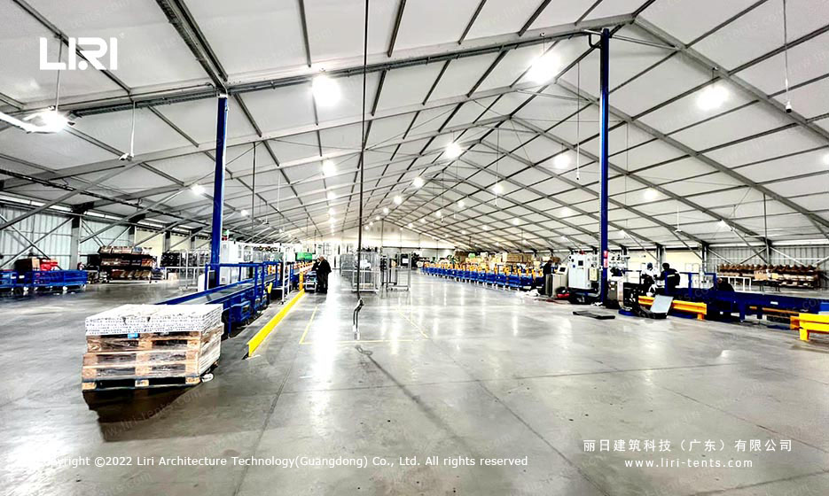 Logistics warehouse clear span tent