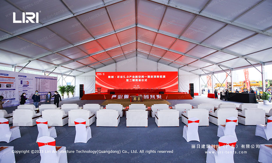 large event tent ceremony stage with led screen