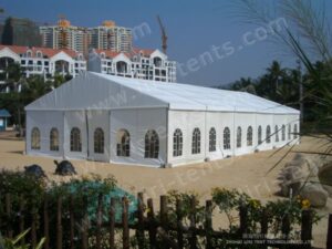 the 15x30m tent with clear windows around
