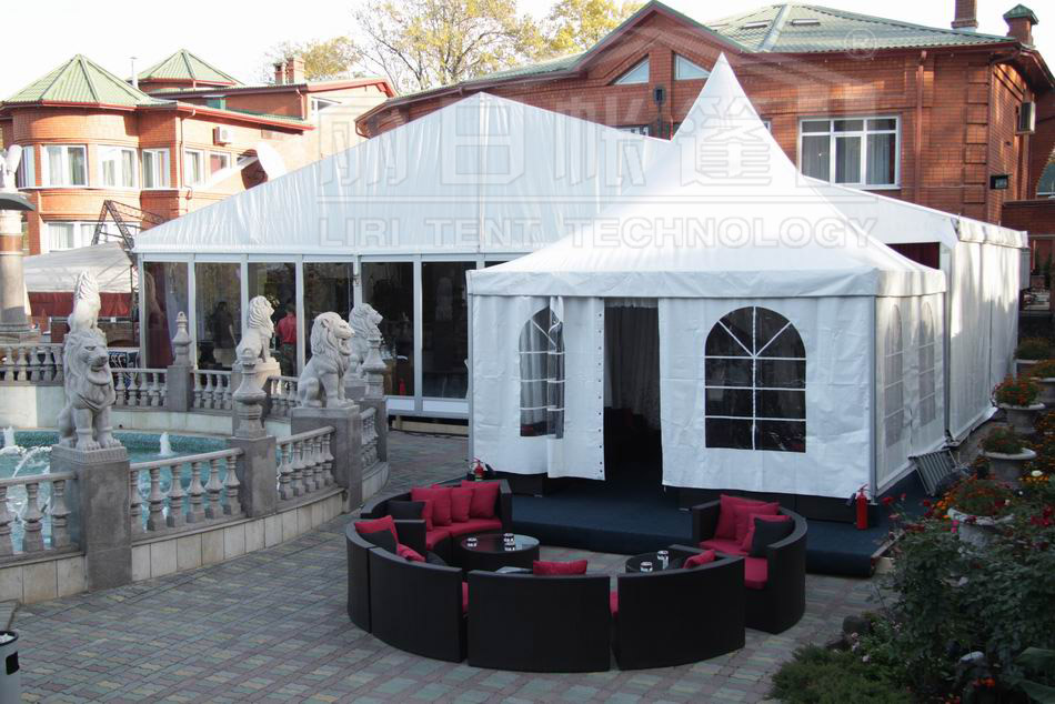 5x5m pagoda tent with clear windows