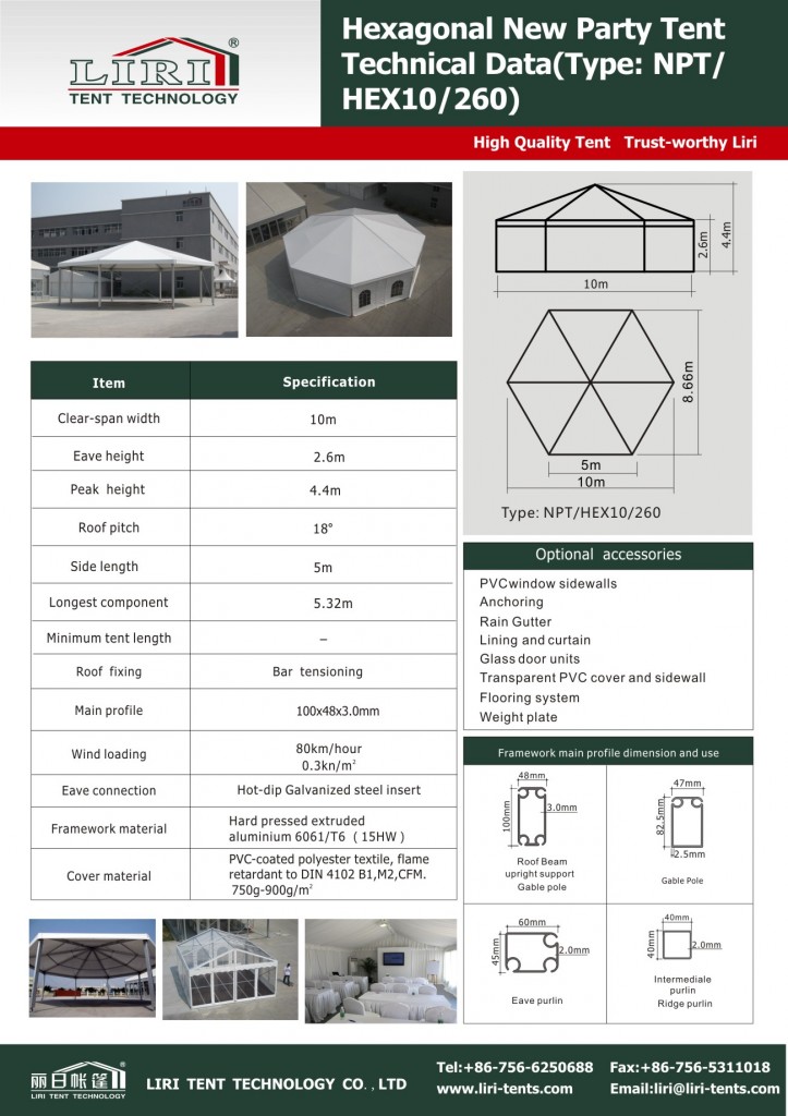 Technical Data of Polygon Tent 