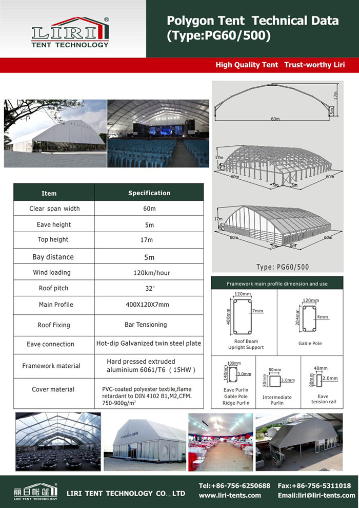 technical data of big tent