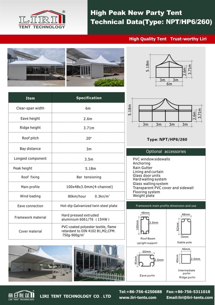 6x12m high peak tent for sale