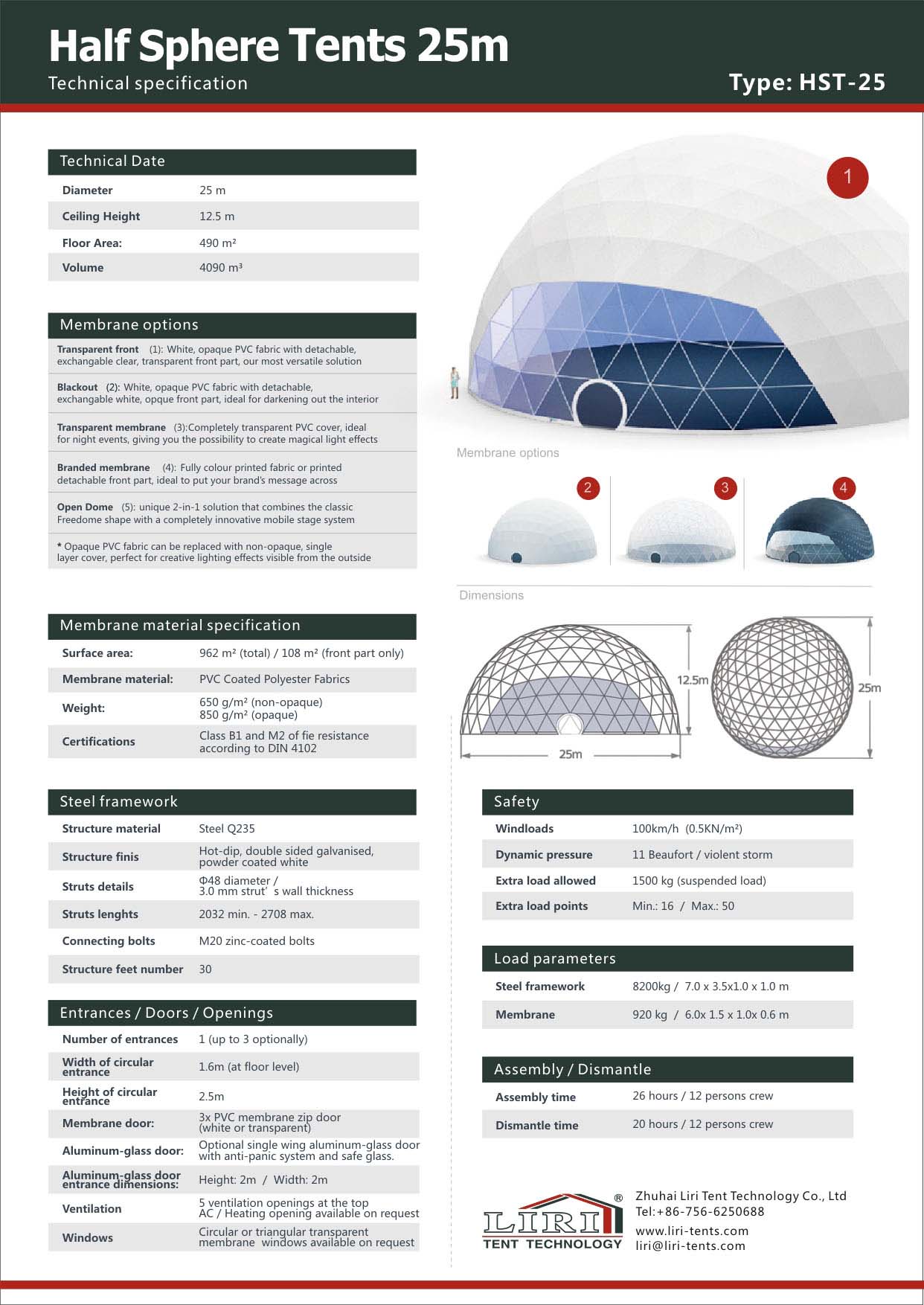 25m geodesic dome tent