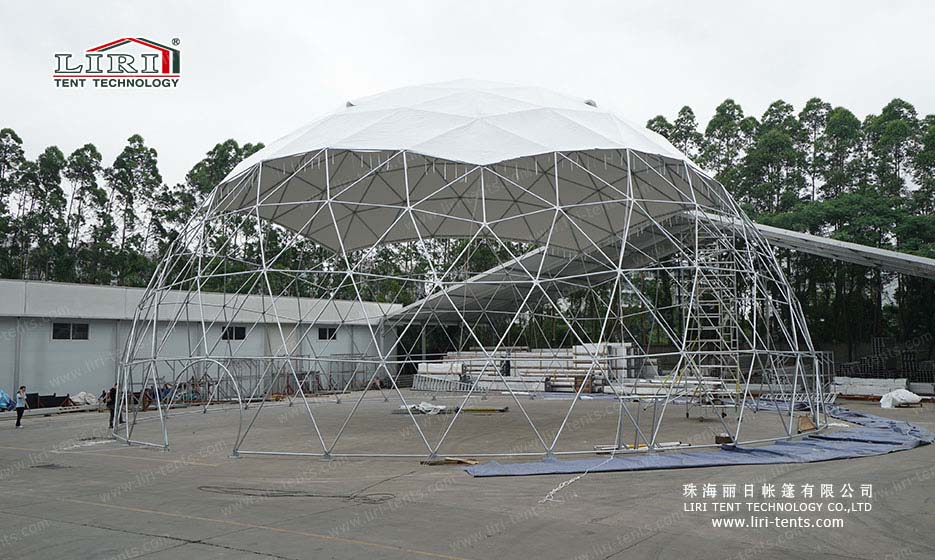 Economical 25m half sphere tent with PVC door