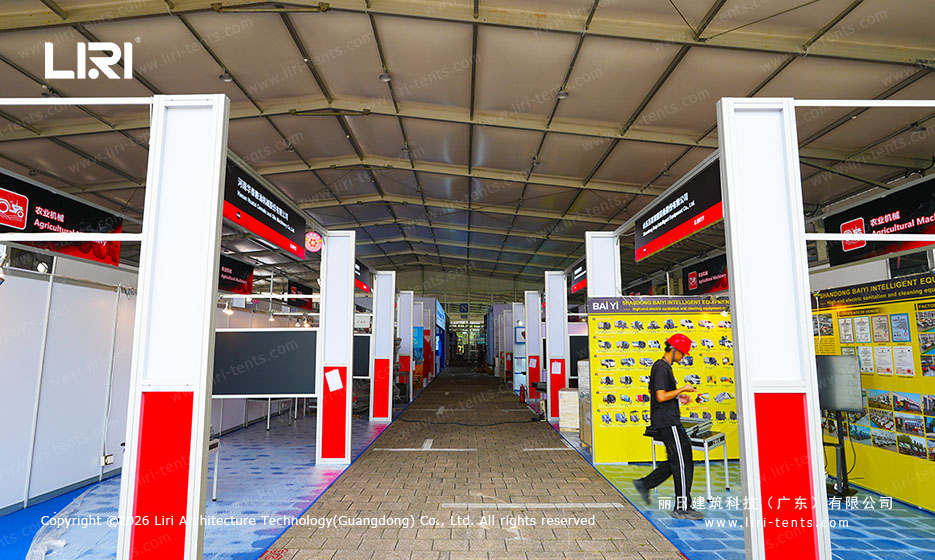 Canton Fair exhibition tent aisle with booth structures