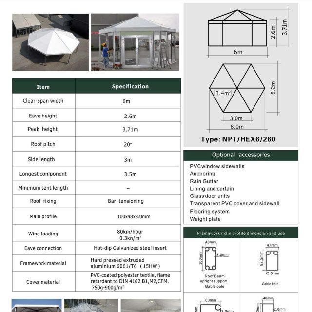 Hexagon Tent — clear-span tent for sale