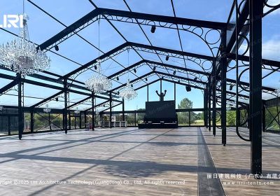 25x35m Aluminum Orangery Glass Event Tent | Black Frame Clear Roof for Garden Venue