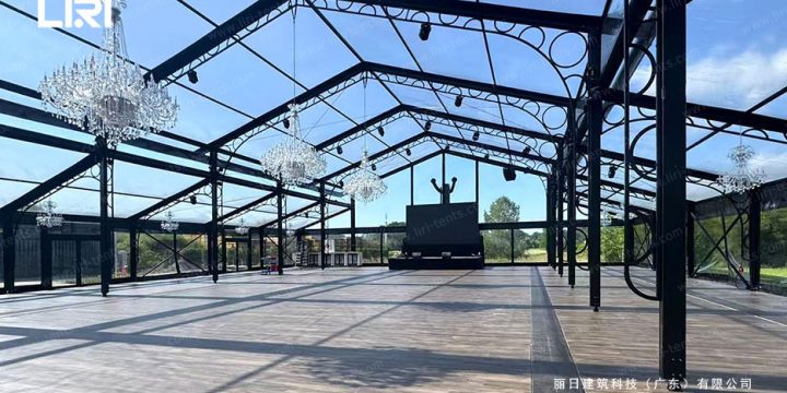 25x35m Aluminum Orangery Glass Event Tent | Black Frame Clear Roof for Garden Venue