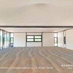 Clear span event tent interior with wooden flooring