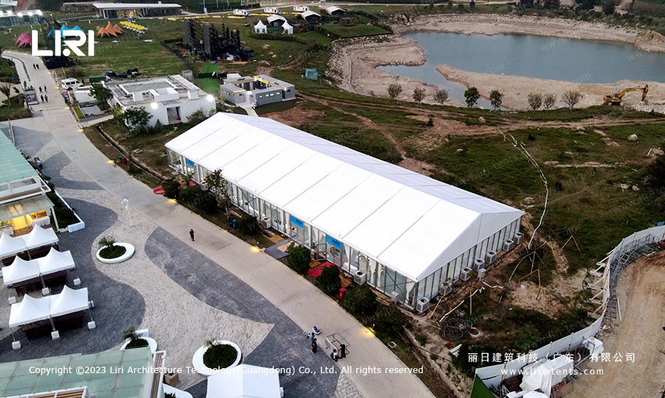 Glass Wall Restaurant Tent Twilight Island View