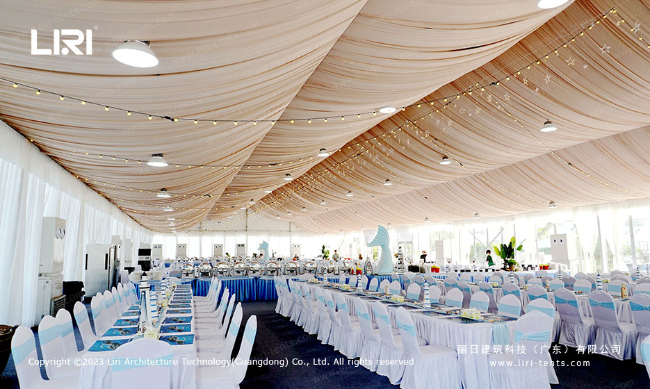 large event tent banquet hall interior for commercial wedding