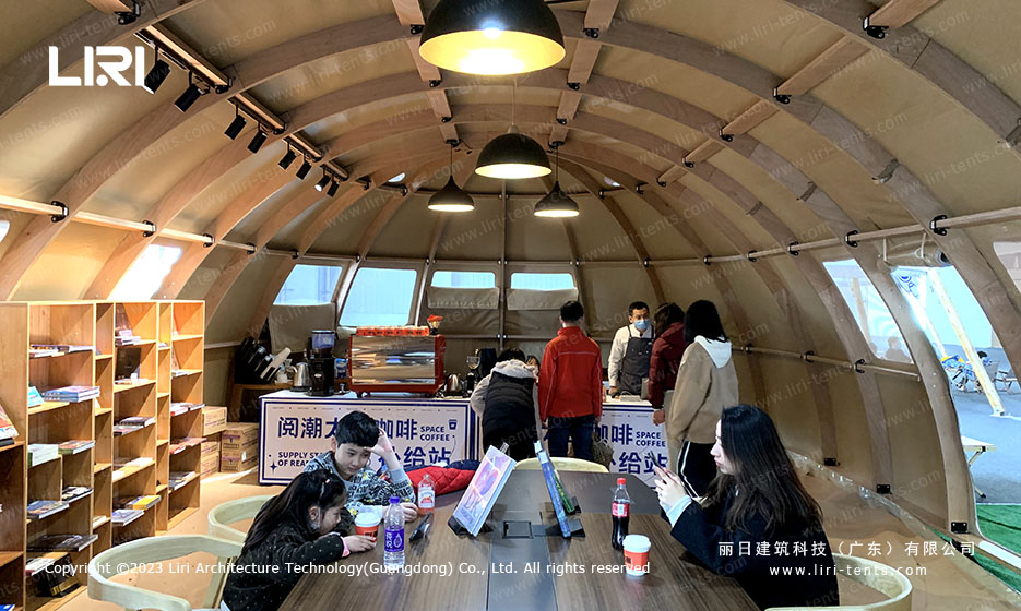 Tent village view inside the Zhuhai Space Center main exhibition hall