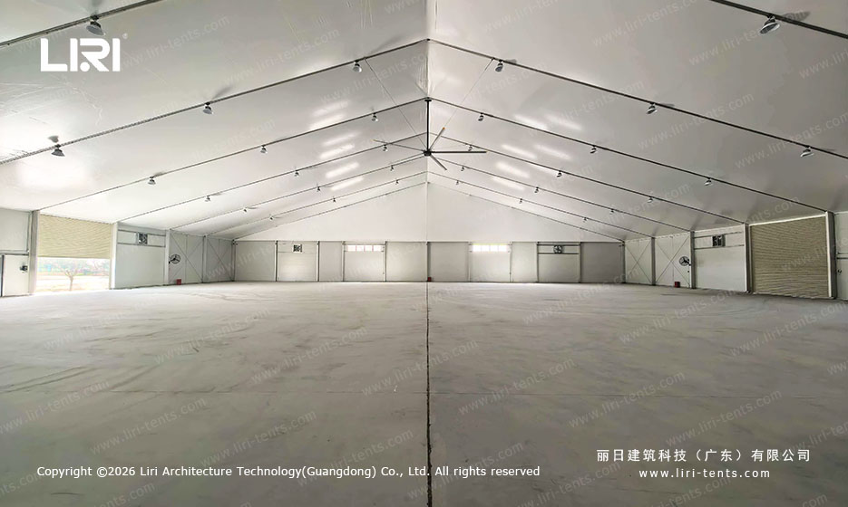 Temporary aircraft hangar storage space ready for use