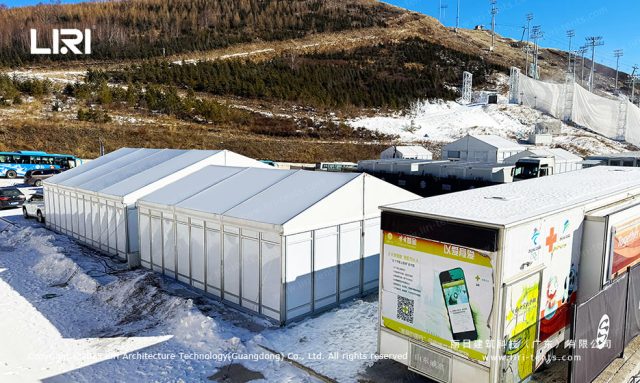White tents in winter