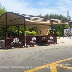 10x15m zoo arcum top tent with glass walls at wildlife park entrance
