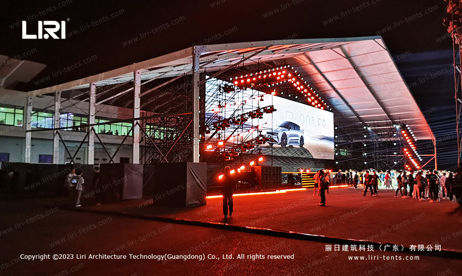 outdoor event tent in night